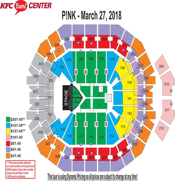 seating charts kfc yum center yum center seating chart pink