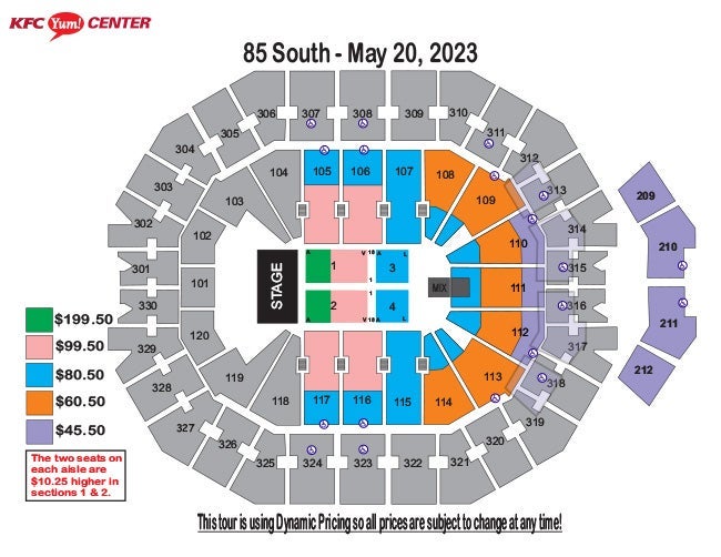 Seating Charts KFC Yum! Center