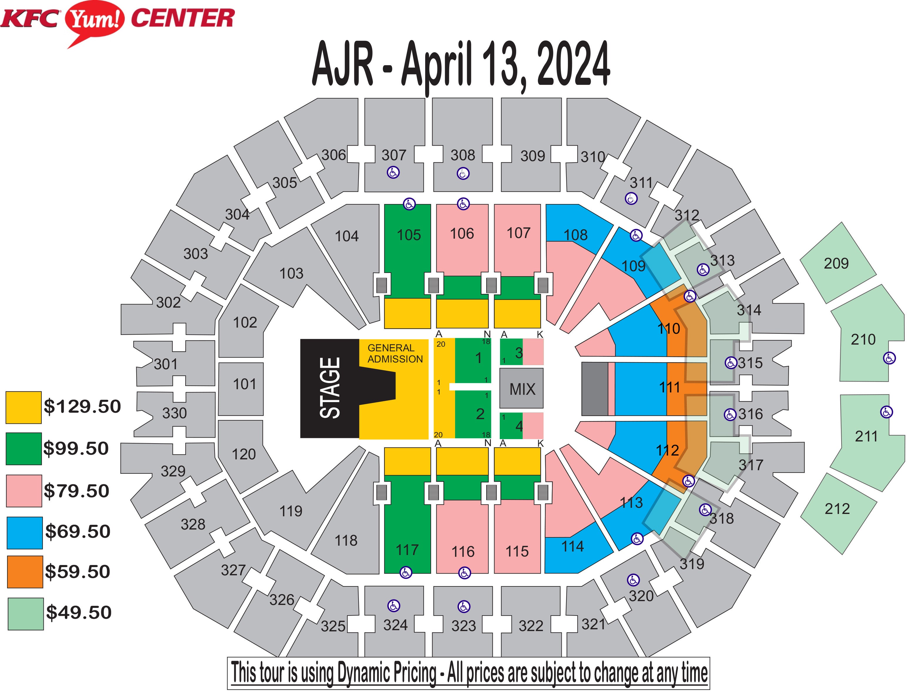 KFC Yum! Center with Irwin Seating Millennium and Marquee chairs and  telescopic platforms with nose mount seating