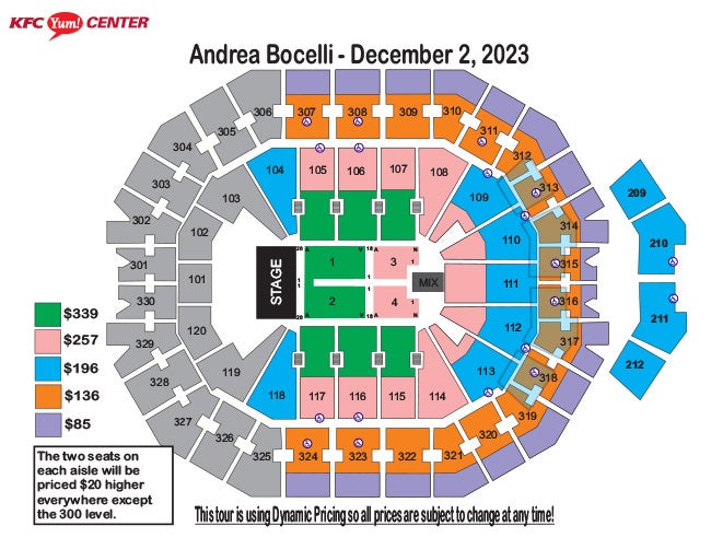 Seating Charts KFC Yum Center