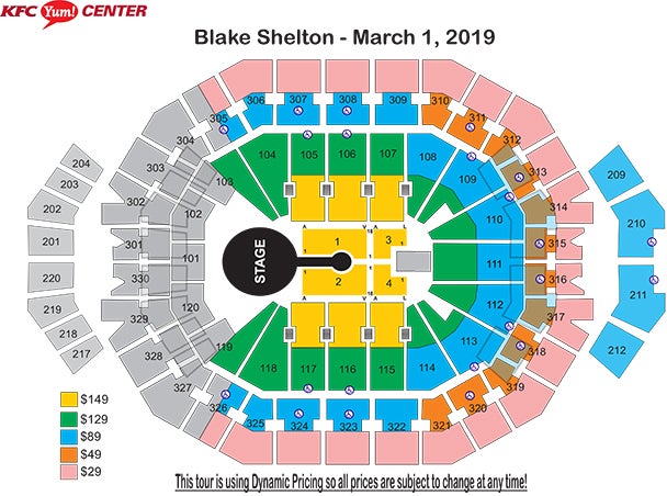 seating charts kfc yum center yum center seating chart pink