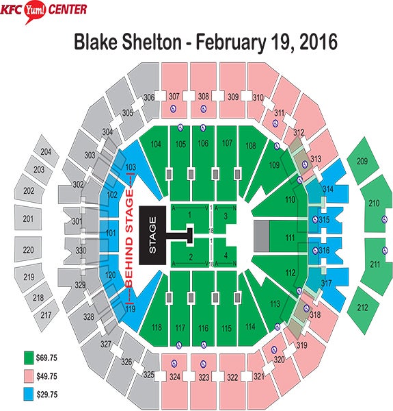 Yum Center Seating Chart Blake Shelton