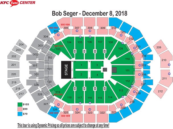 Bob Seger The Silver Bullet Band Kfc Yum Center Seating Chart