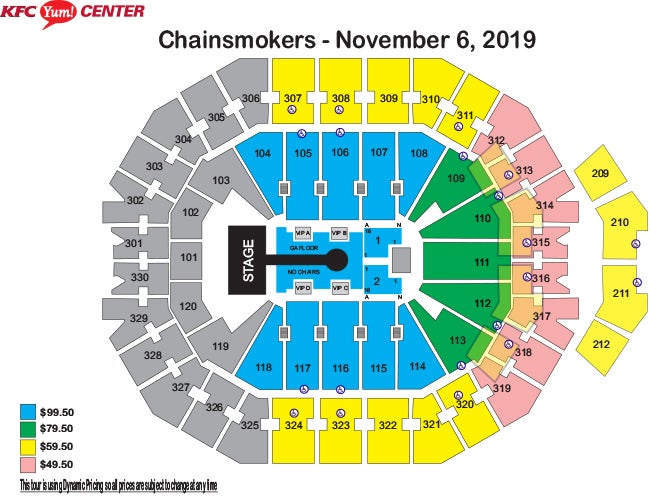 seating charts kfc yum center kfc yum center louisville ky seating chart