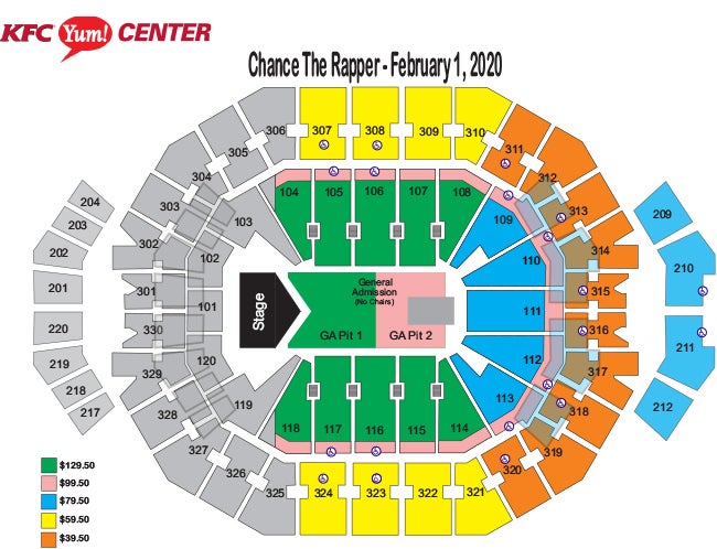 Kfc Yum Center Wwe Seating Chart