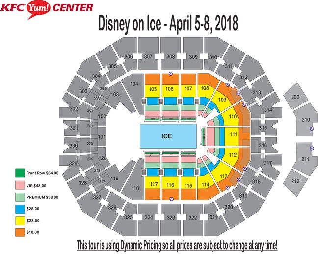 Yum Center Seating Chart Disney On Ice