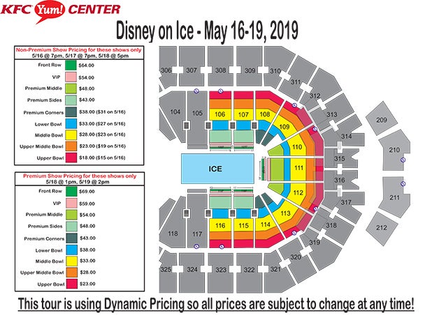 seating charts kfc yum center golden 1 center seating chart disney on ice