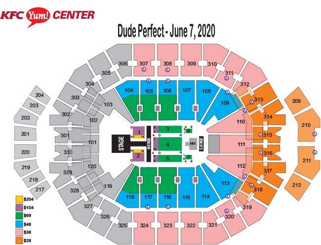 Yum Center Seating Chart With Seat Numbers