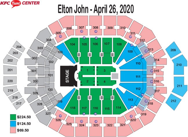 Yum Center Concert Seating Chart