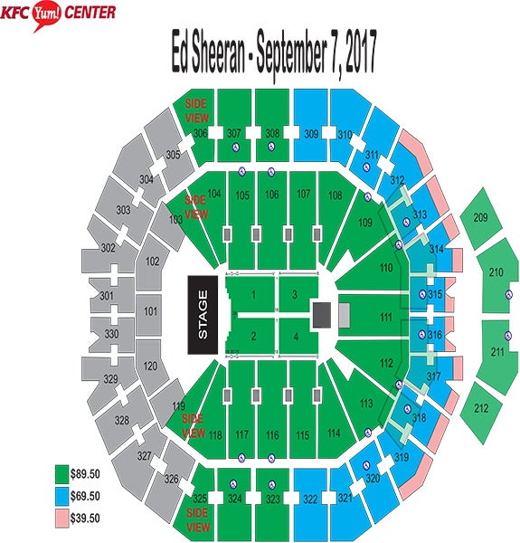 Ed Sheeran Kfc Yum Center Seating Chart