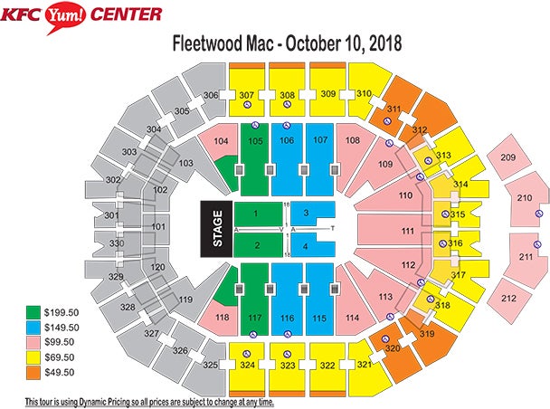 Yum Center Seating Chart Fleetwood Mac