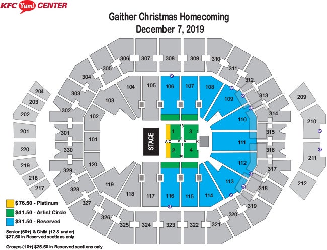 Yum Center Seating Chart With Seat Numbers