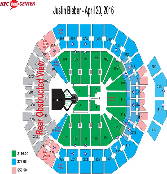 Justin Bieber Seating Chart