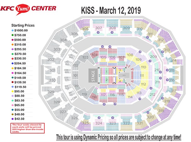 seating charts kfc yum center yum center seating chart with rows