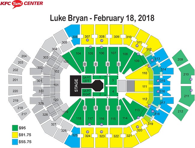 seating charts kfc yum center floores country store seating chart