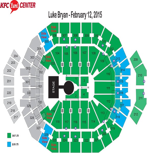 Yum Center Seating Chart Luke Bryan