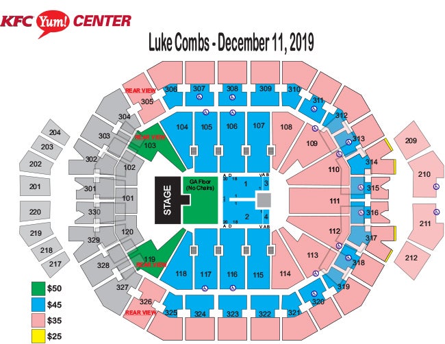 Yum Center Seating Chart With Seat Numbers