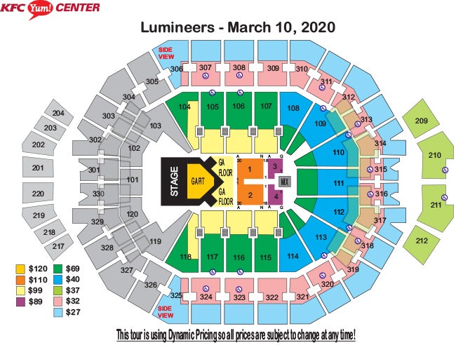 Kfc Yum Center Detailed Seating Chart