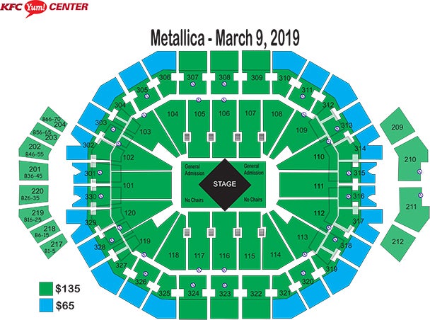 Metallica Worldwired Tour 2019 Kfc Yum Center Seating Chart