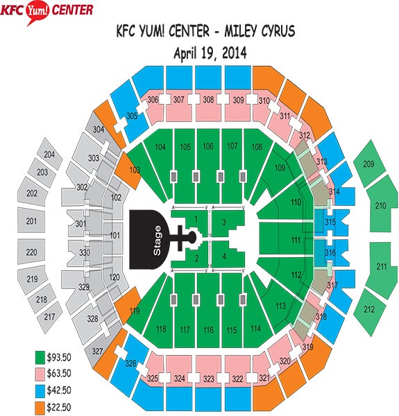 Kfc Yum Center Suite Chart