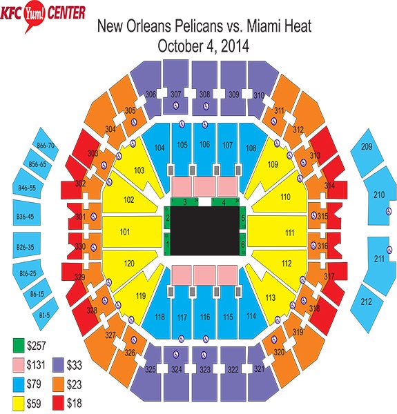 Pelicans Arena Seating Chart
