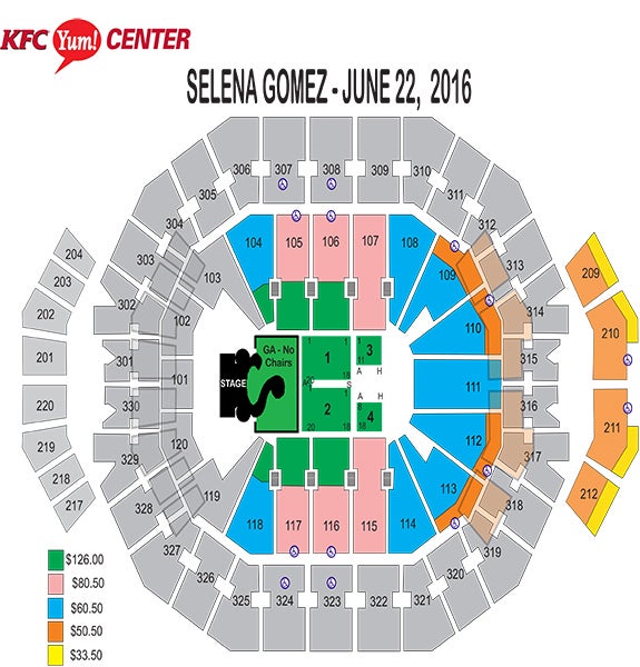 Selena Gomez Seating Chart