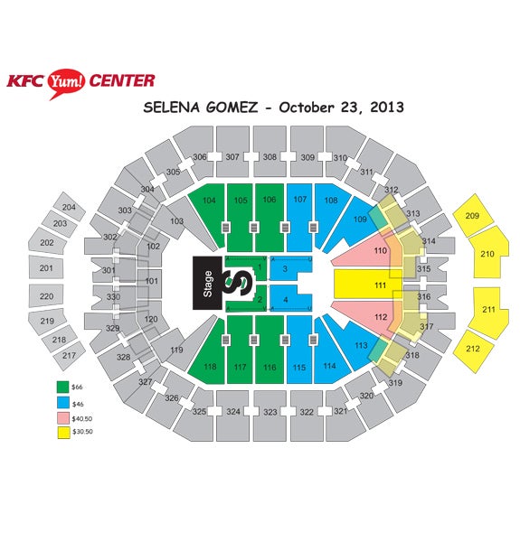 Selena Gomez Seating Chart