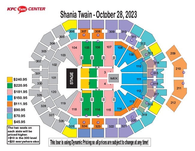 Seating Charts KFC Yum! Center