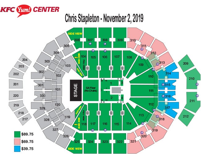 Yum Center Seating Chart With Rows