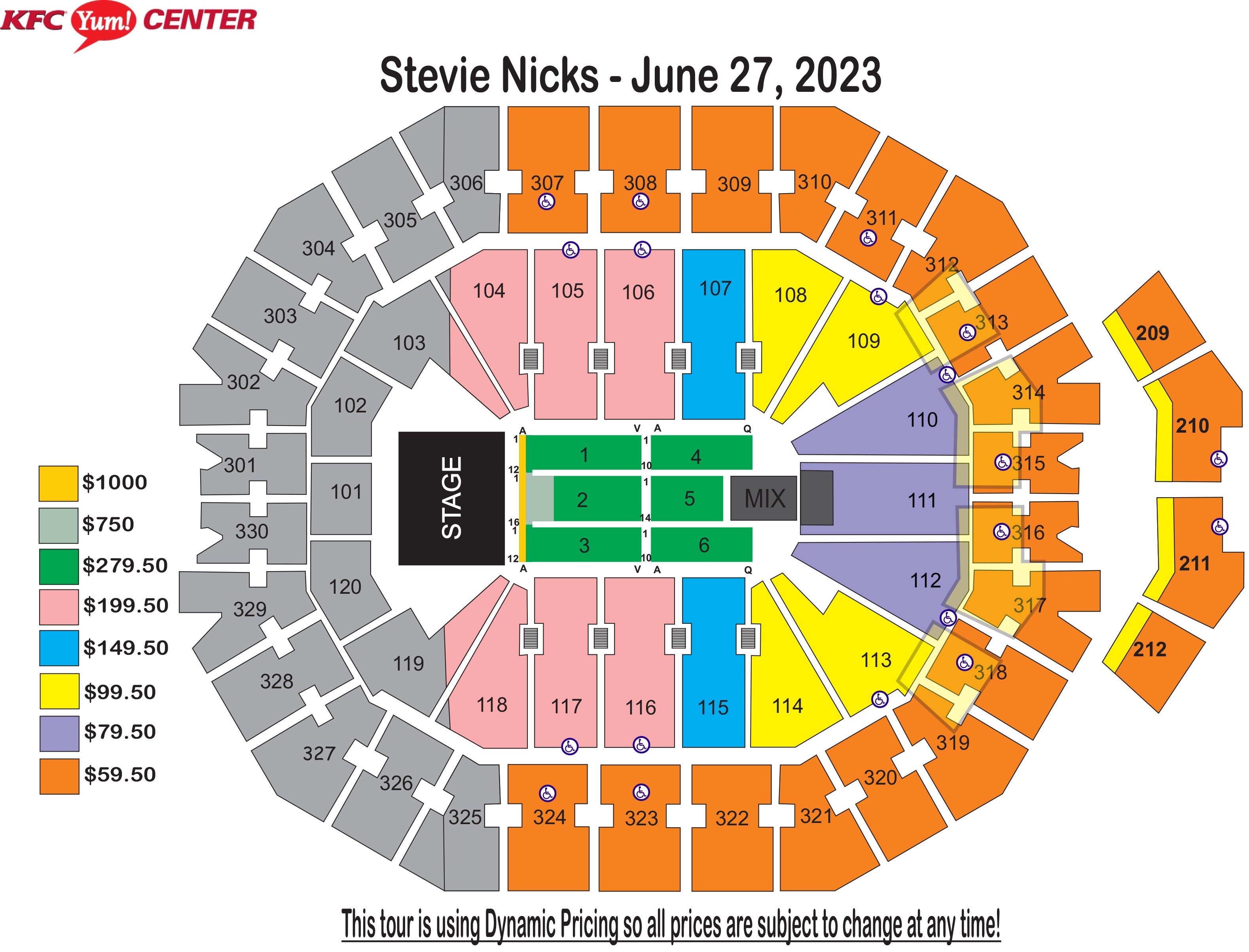 Seating Charts KFC Yum! Center