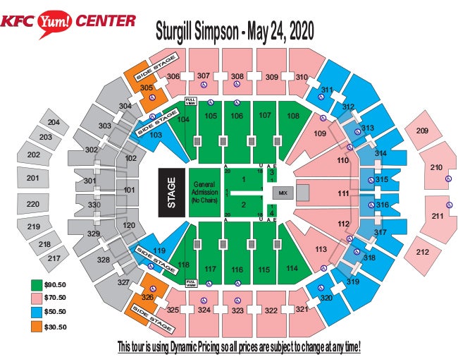 Kfc Yum Center Concert Seating Chart