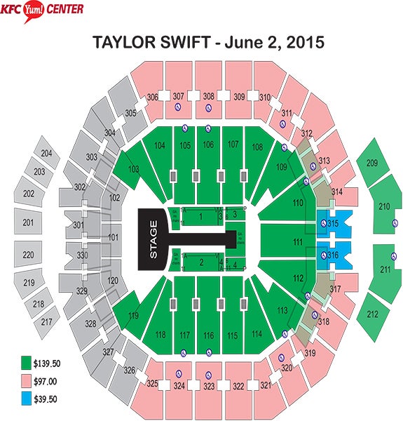 Taylor Swift Kfc Yum Center Seating Chart