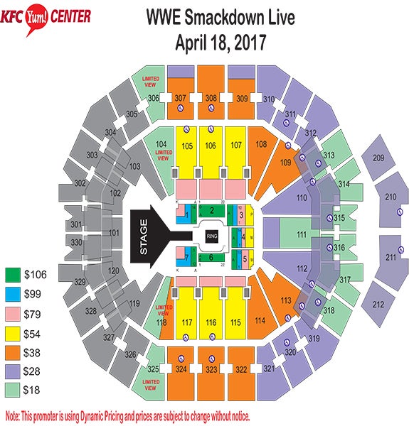 Kfc Yum Center Wwe Seating Chart